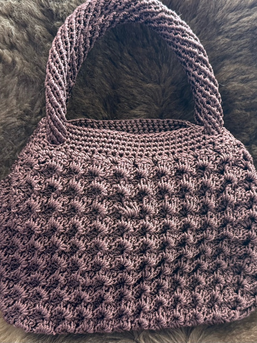 Handmade Mauve Crochet Mini Bag - Soft Knit Shoulder Tote